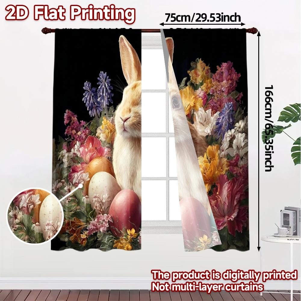 2pcs, 2D FLAT PRINTING Curtains (Without Rod) BunnySpringJoy Modern Pattern Curtains Versatile Fabric Curtains Outdoor