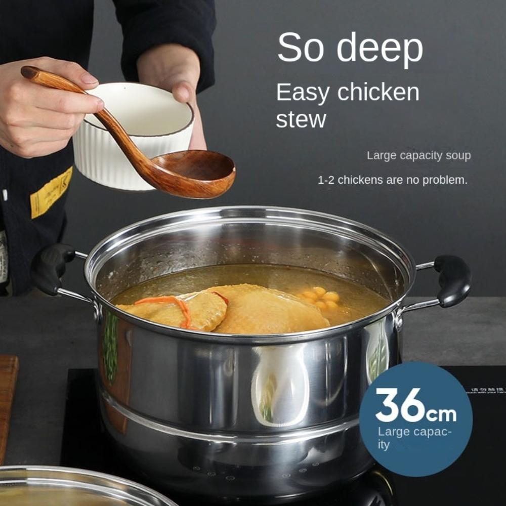 Mit Dämpfeinsatz Edelstahl Kochgeschirr Mehrzweck Suppen-Dampfgar-Topf Induktionsherd Gas