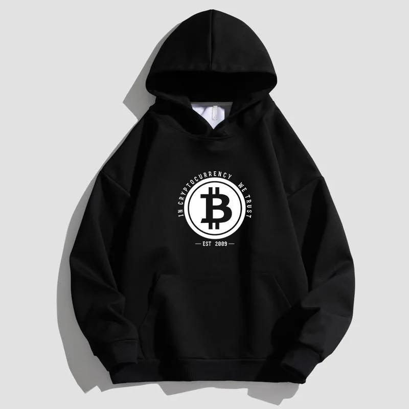 2024 Bitcoin Digital Currency Blockchain Men's Spring Luxury Casual Hoodie Casual Loose Hoodie Long Sleeved Sports Top WK