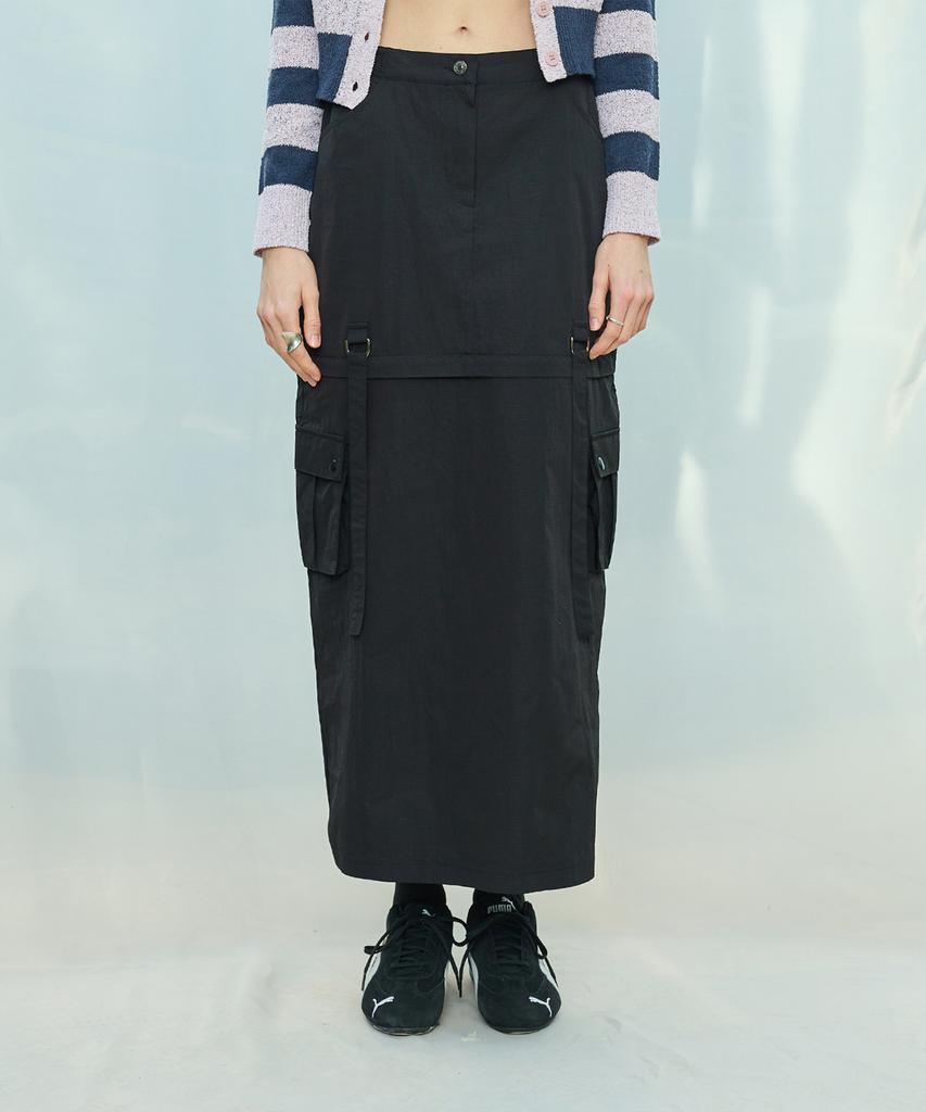 LARTIGENT L9 2-Way Nylon Long Skirt(Black)
