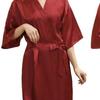 Cămașă de noapte kimono din satin pentru femei – Culoare uni lucioasă, halat de baie de vară scurt și sexy