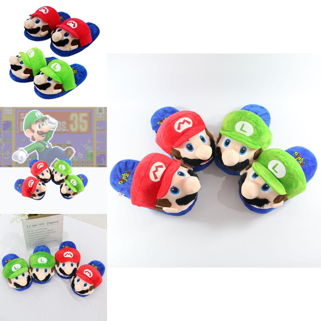 Super Mario Winter Warm Plush Men's Loafer Shoes Non-slip Comfy