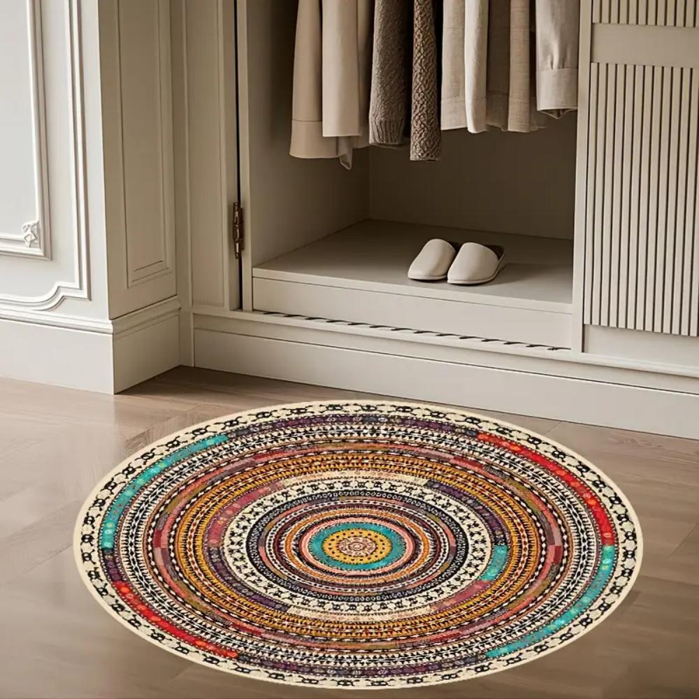 Modern Minimalist Round Rug – Striped Floor Mat for Office, Living Room or Bedside Home Decor
