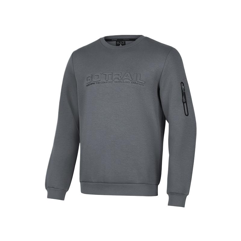 Skechers Outdoor Series Simple Logo Letter Print Comfortable Breathable Knitted Pullover Sweatshirt Men sweatshirt Flower-Seed-Gray P125M006-02EW M