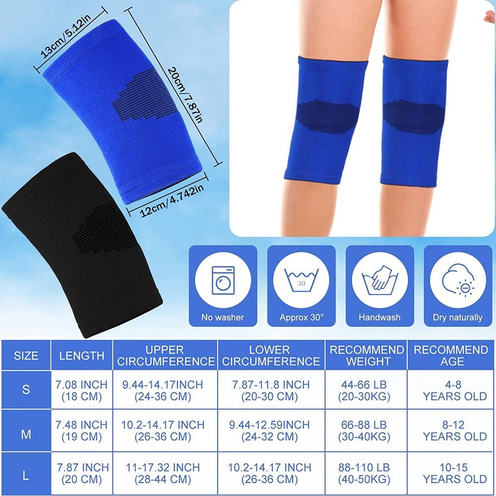 1Pair Soft Knitted Kids Teens Knee Brace Children Patella Brace Support for Soccer, Volleyball, Basketball, Outdoor Sports
