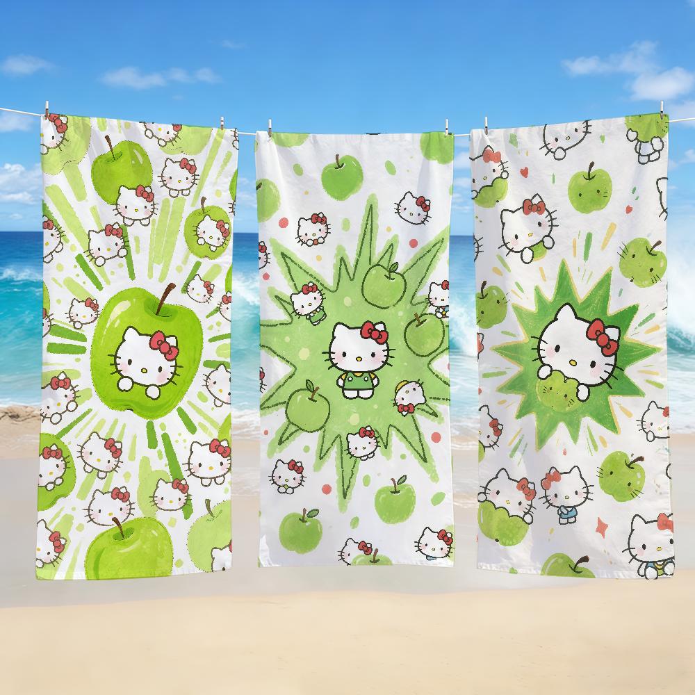 Towel Apple Green K-KittyS-ES Textile H-HelloS-ES Bathrobe Beach Quick-Drying Lightweight Portable Camping Swim SRO Pool Travel