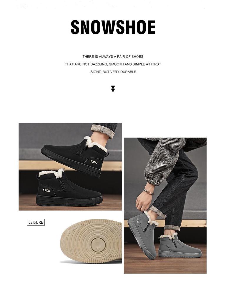 Pánské zimní vysoké sněhule: Teplé, s velurovou podšívkou, vodotěsné, protiskluzové, odolné proti chladu.