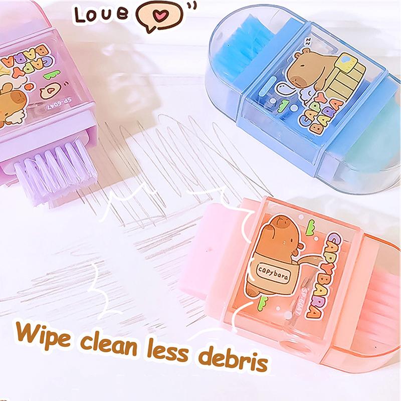 Drăguț de desene animate multifuncționale Capybara Eraser Ascuțitor de creion Perie Cadouri pentru copii Kawaii Papetarie pentru studenți Rechizite școlare