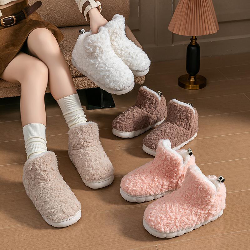 New cartoon bag and cotton slippers autumn and winter home cotton drag couple warm and velvet high-top cotton shoes