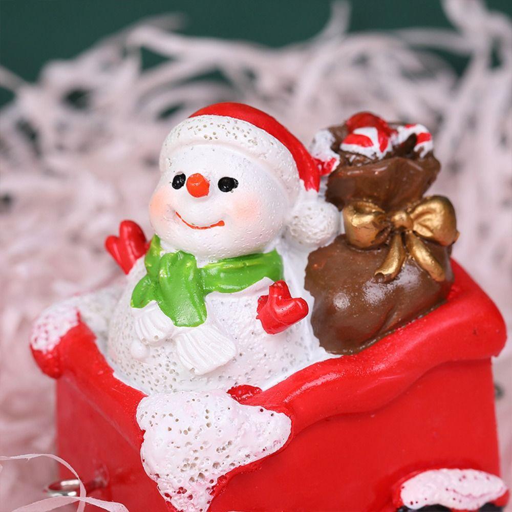 Resin Santa Claus Train Statue Cute Miniature Figurine Sculpture  Birthday