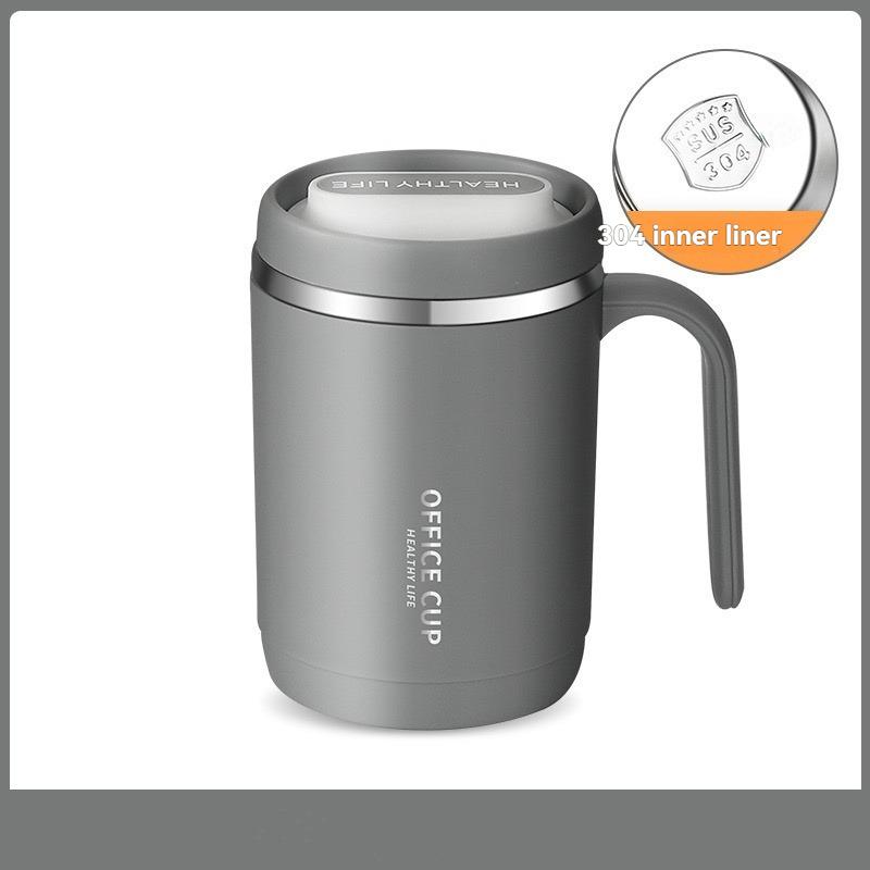 

1pc/2pcs Stainless Steel Office Mug with Lid and Handle, Coffee Cup, Soy Milk Cup, White Simple Cup 1pc серый