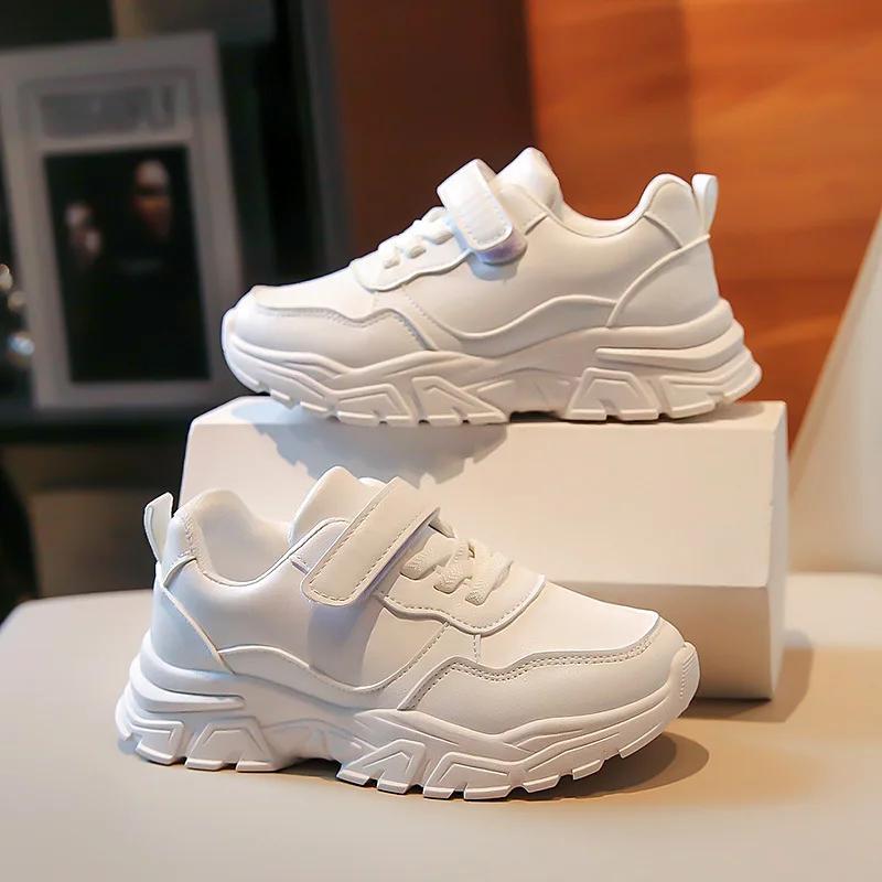 Kids Shoes for Boy Fashion PU Leather Children White School Tennis Sneakers Spring Versatile Girls Causal Running Sports Shoes