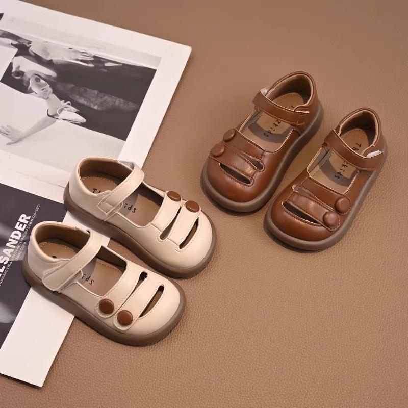 Girls shoes children's princess bag head sandals 2025 spring and summer new girls baby soft soles foreign style small leather shoes