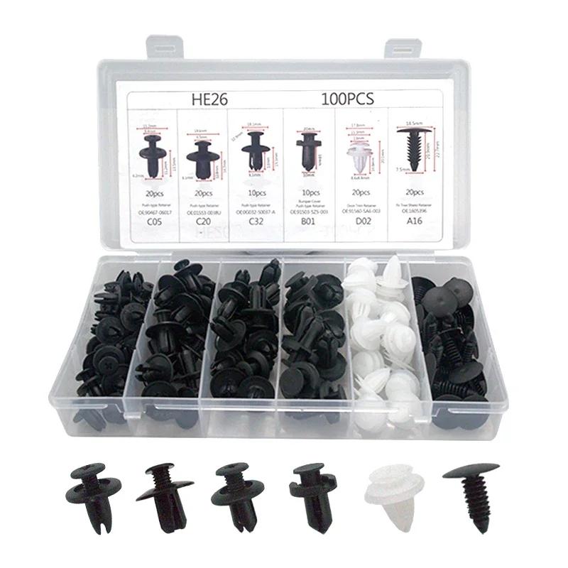 Auto Fastener Clip Mixed Car Body Push Retainer Pin Rivet Bumper Door Trim Panel Fastener Kit Car Clips Box or Bag Packaging