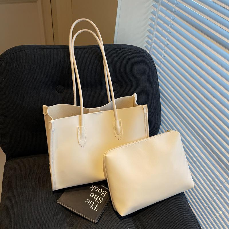 Solid Color Fashionable New Mother and Child Bag Pu Large Capacity Shoulder Casual Armpit Bag Tote Bag