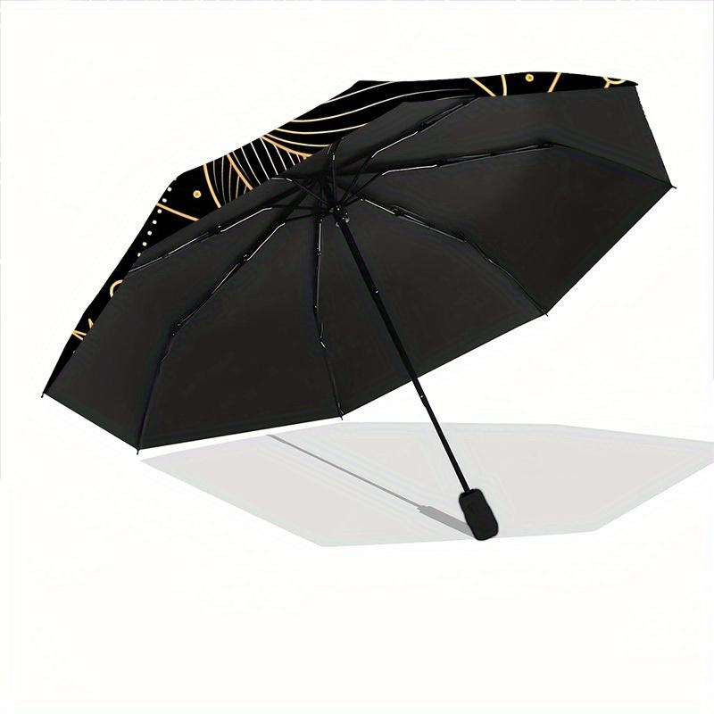 1pc Lotus Mandala Automatic Open/close Folding Compact Umbrella, 8-Rib Sturdy Canopy, Lightweight Portable, Everyday Use, Gift, Outdoor Umbrella, Trav