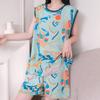 Casual national style red lotus print cotton and silk pajamas set summer thin sleeveless shorts loungewear two-piece set