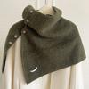 Winter Pullover Split Shawl Sweater for Women Knit Solid Color Turtleneck Scarf Casual Wear Cape Windproof Shoulder Wrap