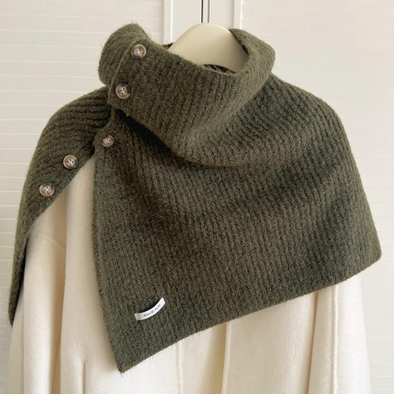 Winter Pullover Split Shawl Sweater for Women Knit Solid Color Turtleneck Scarf Casual Wear Cape Windproof Shoulder Wrap