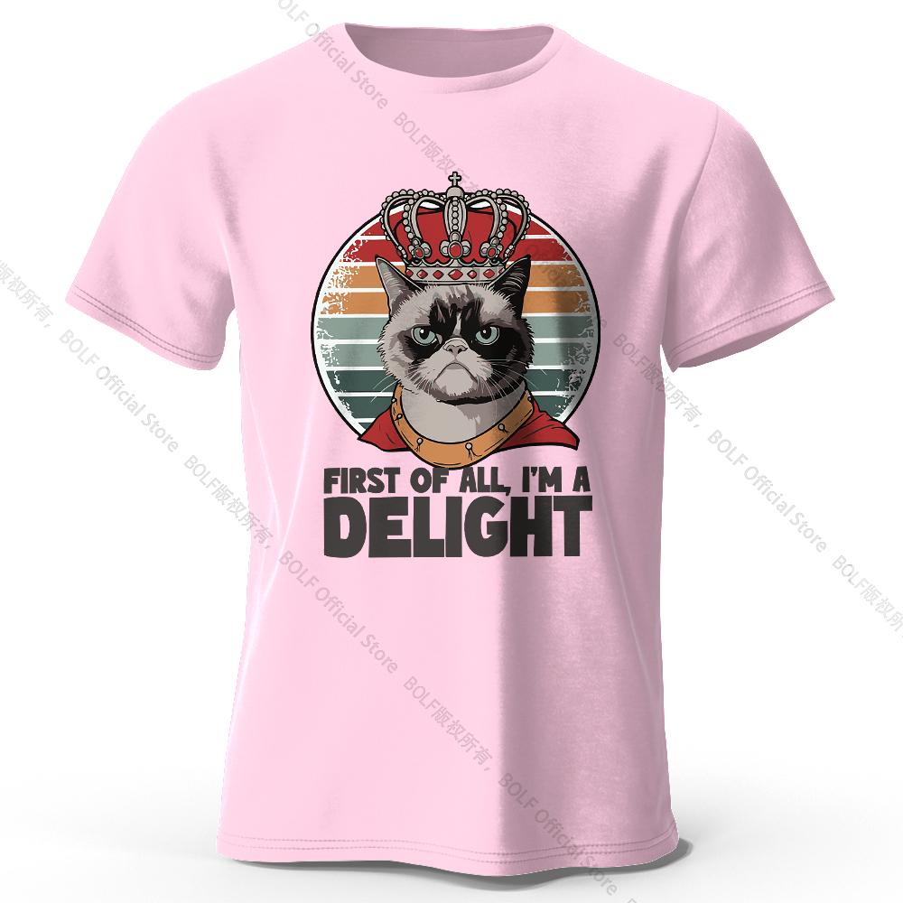 Men's First of All I'm A Delight Printed T-Shirt 100% Cotton Oversized Sassy Graphic Tees for Women Summer Confidence Streetwear