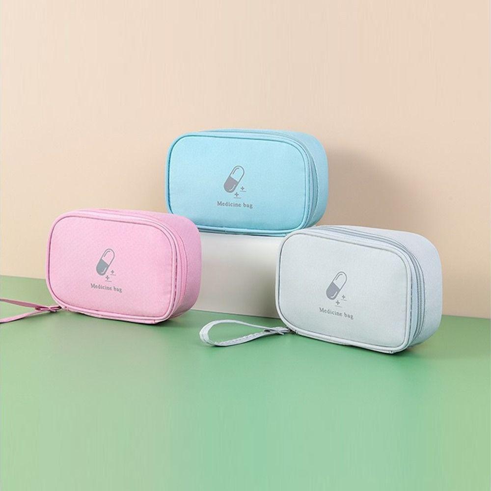 Mehrschichtige Erste-Hilfe-Tasche Rosa/Blau/Grau Aufbewahrungstasche Langlebige Notfallsets Reise