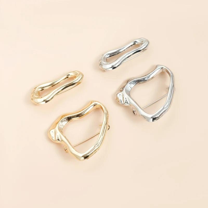 Nuevos Broches Irregulares Simples Exquisitos Pines Ajustables de Cintura en Forma de Corazón para Mujeres Hombres Vintage Casual Versátil Accesorios Fijos para Ropa