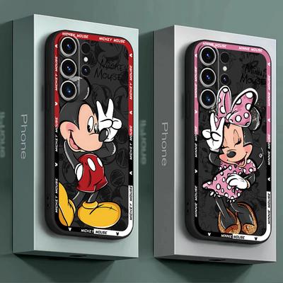 Capa Cover Disney Mickey Minnie Maus süß Schwarz Weiche Hülle für Samsung Galaxy S24 Ultra S21 5G S22 Plus S23 Ultra S21 FE S20