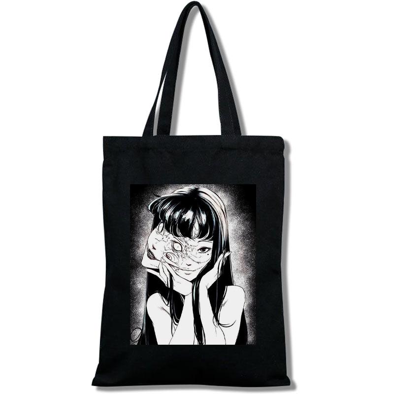 Tomie Junji Ito Bolso Tote Bolsa de Compras Portátil Grande para Mujer Bolso de Hombro Bolsa de Lona