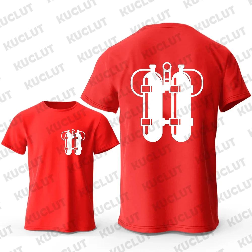 Scuba Diving Twinset Print T Shirt for Men Summer Fashion Diver Man Tees Short Sleeve Scuba Dive Diving Men T-shirts Y2k Tops