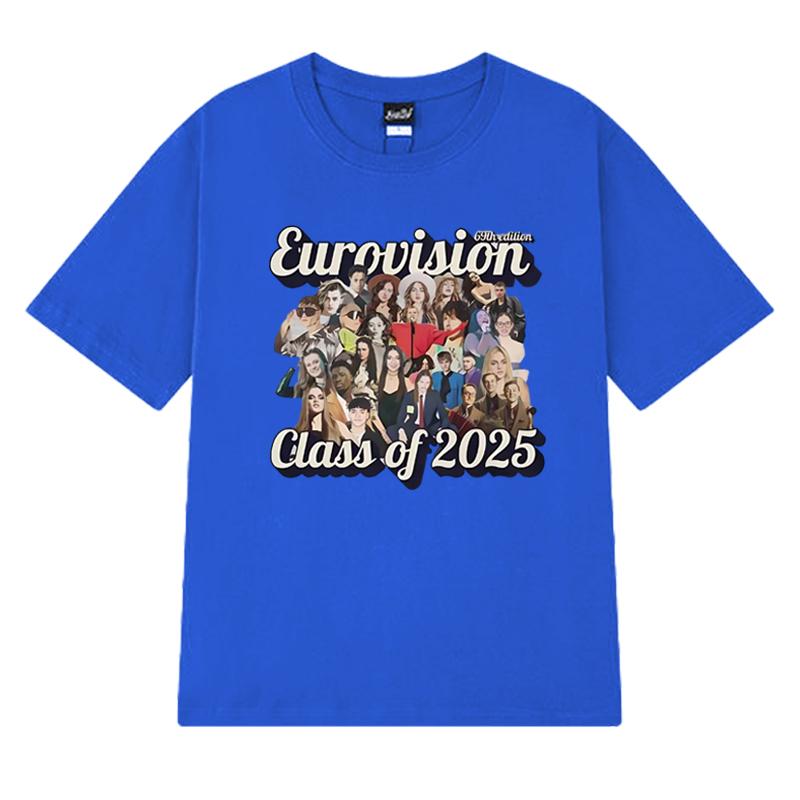 Hot Sale Eurovision Song Contest Class of 2025 Unisex Short Sleeve T Shirts Men Women Cotton Short Sleeve T-shirt Cotton Tops