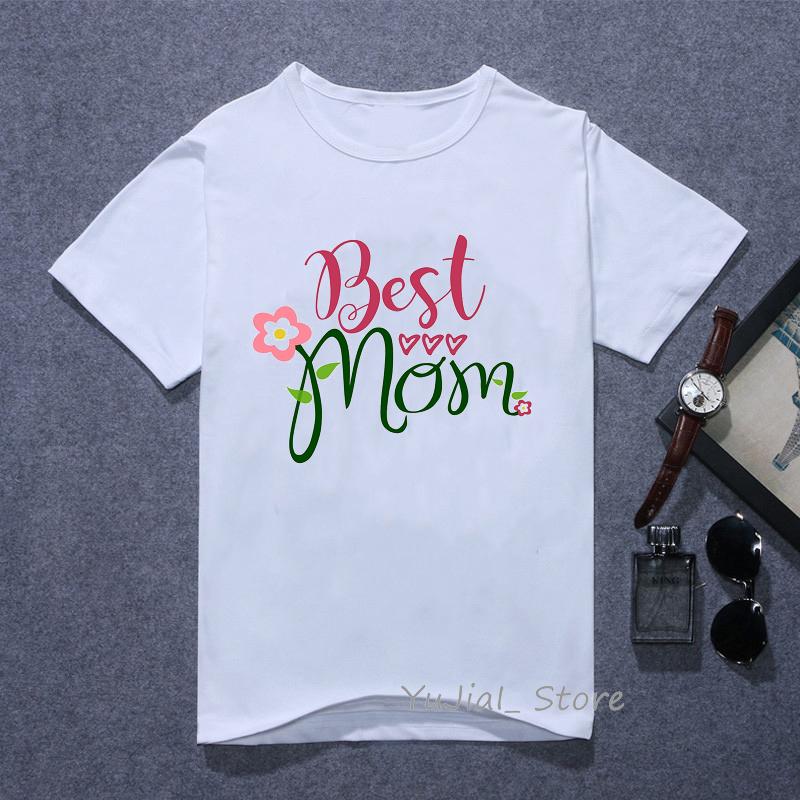 

World s Best Mom Sunflower Letters Print Tshirts Graphic Tees Women White Super Mom Tshirt Female Summer Tops Tee Shirt Femme S білий