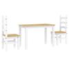 3 Piece Dining Set PANAMA White Solid Pine Wood