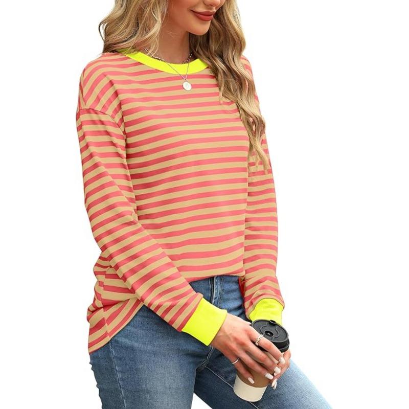 GMXIA Mode Femme Décontracté Loisirs Automne Hiver Imprimé Rayures Manches Longues Col O Blouses & Chemises