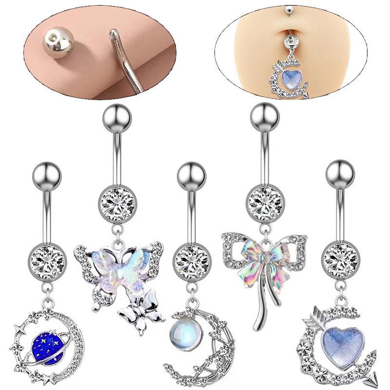 Sztuczny Piercing do Pępka Fałszywy Piercing do Pępka Bez Przekłuwania Pępek Piercing do Pępka Kolczyk do Pępka Klips na Chrząstkę Kolczyki do Ciała