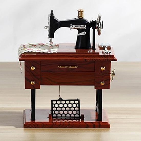 Yousheng Vintage Sewing Machine Music Box, Mini Hand Crank Wind-Up Musical Box, Christmas Anniversary Birthday Gifts for Mom Wife