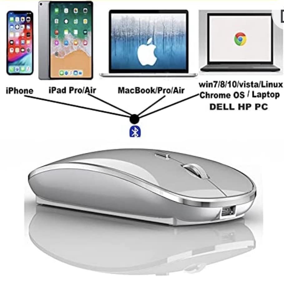 Wireless Mouse for MacBook Laptop Windows OS Silver Pro/Air J8-J13