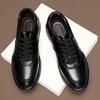 Men's Black Genuine Leather Soft Sole Lace-up Casual Breathable Business Shoes