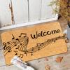 Music Theme Welcome Doormat, Musical Notes Non-Slip Entryway Rug, Durable Washable Floor Mat for Home and Patio
