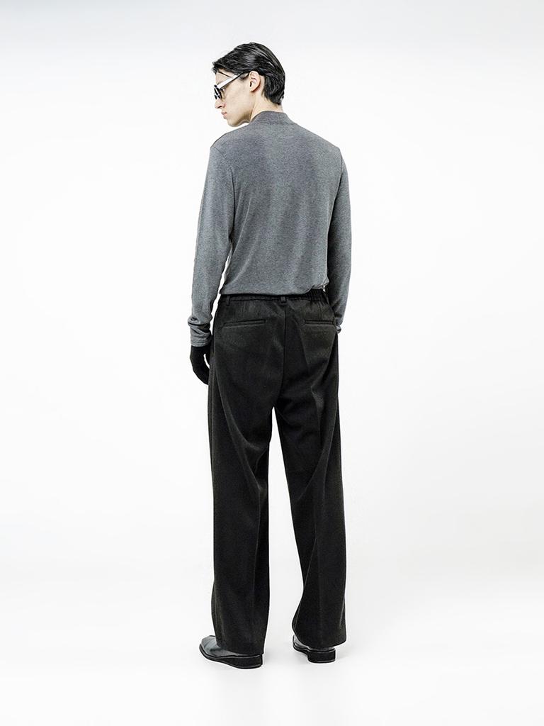 Chaenseseunoi Raised One Tuck Wool Slacks - Black /M244Pt01Bk