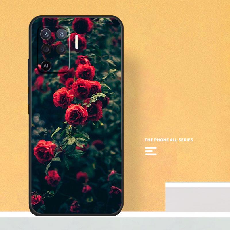 Flower Red Rose Case For Oppo A40 A60 A80 A78 A98 A58 A38 A18 A54 A74 A94 A96 A76 A16 A15 A17 A57 A5 A6 Pro