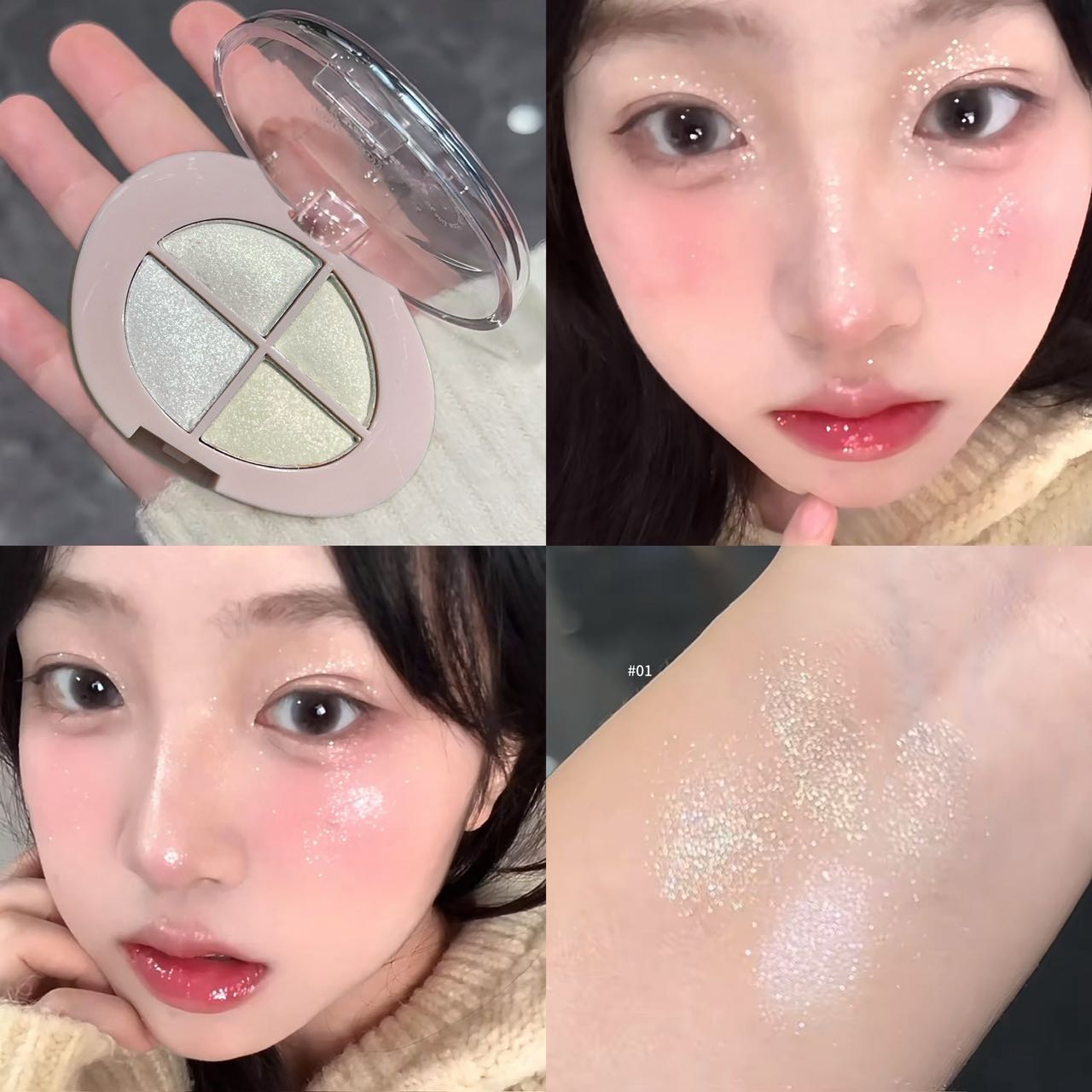 Herorange Vierkleurige Oogschaduw Mat Glans Glitter Highlight Waterdicht Draagbaar Beginner Make-up voor Dagelijks Feest Reizen