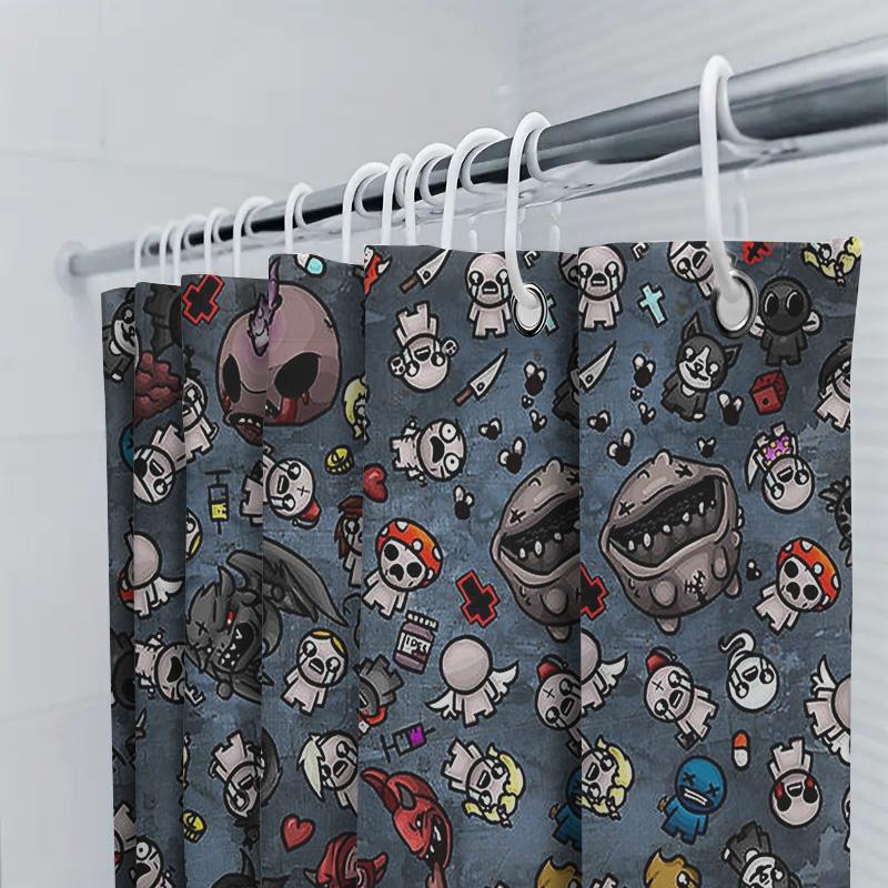 Unframed Anime Shower Curtain Japanese Cartoon Backdrop Waterproof Bathroom Decor Washable Liner
