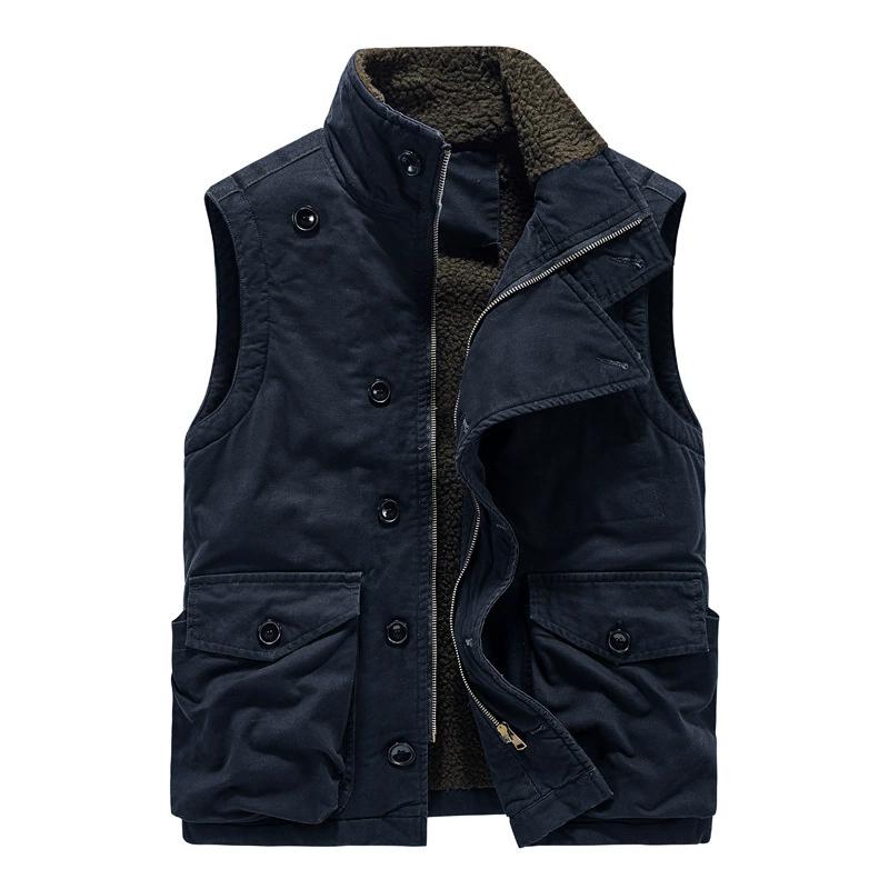 Winter New Vest Men's Cotton Coat Loose Cotton Coat Camisole Jacket with Plush Cotton Jacket