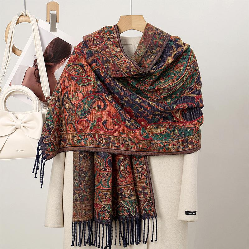 High-End Damen Schal Herbst und Winter Schal Dual-Purpose Kernzwirngarn Verdickter Warmer Schal