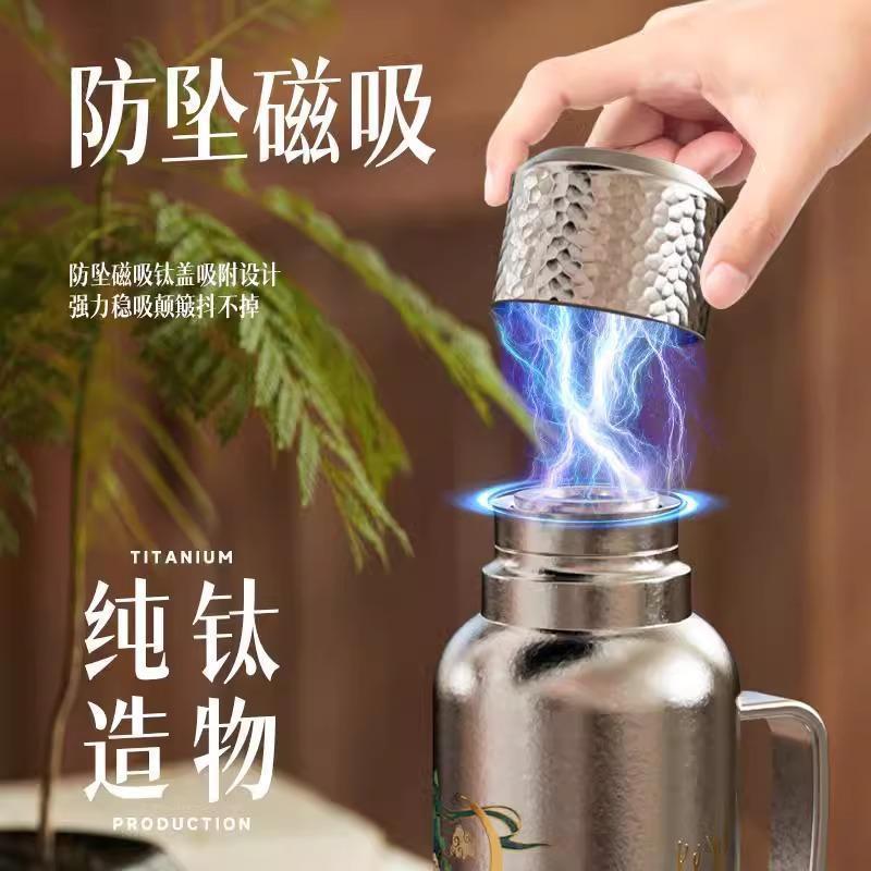1000ml Pure Titanium Vacuum Insulated Thermos With Mechanical Temperature Display Home Office Travel