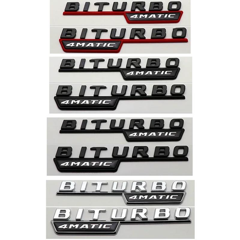 2pcs BITURBO 4MATIC Plus Logo Car Emblem Fender Badge Sticker For Mercedes Benz AMG C43 E43 GLE43 GLC43 W204 W203 W211 W205 X253