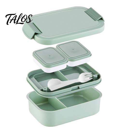 Scatola Multiuso per Conservazione in Cucina a Doppio Strato per Pranzo con Contenitore per Salsa e Stoviglie, Ermetica Impilabile per Alimenti Grande Capacità Bento per il Lavoro