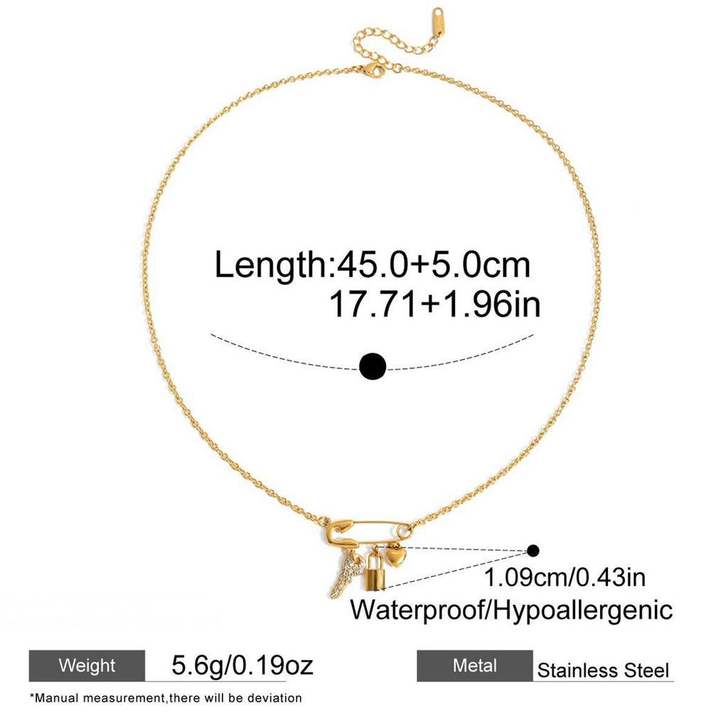 New Trendy Paperclip Titanium Steel Necklace Stainless Steel 18k Gold Corss Charm Necklace Jewelry for Women