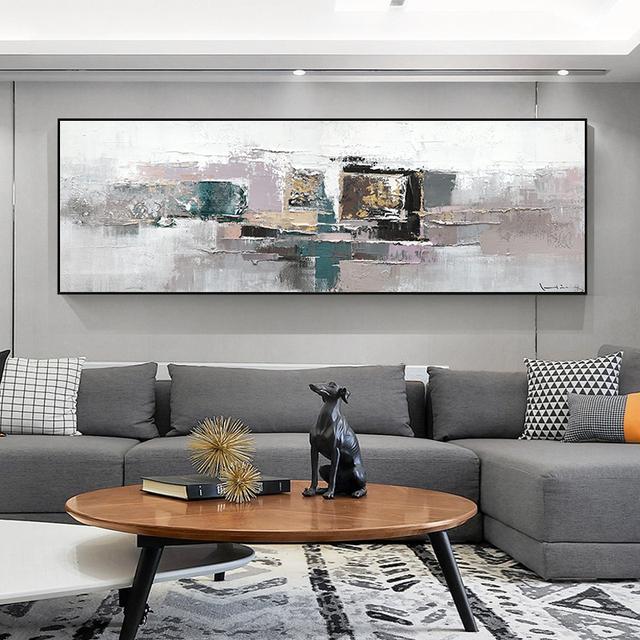 

Современные абстрактные золотисто-желтые картины маслом на холсте, постеры и принты, настенные художественные картины для гостиной, домашний декор, без рамки 60*170cm