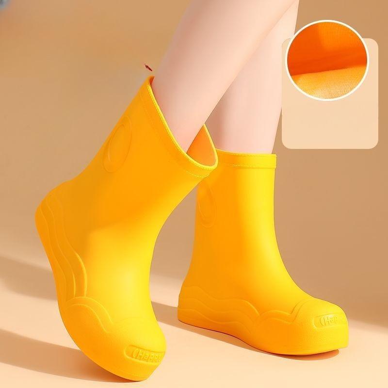

2025 Новые женские резиновые сапоги до середины икры Водонепроницаемая Нескользящая ПВХ обувь для дождя Женская Удобная Дышащая Обувь для работы на кухне 35-36 жёлтый